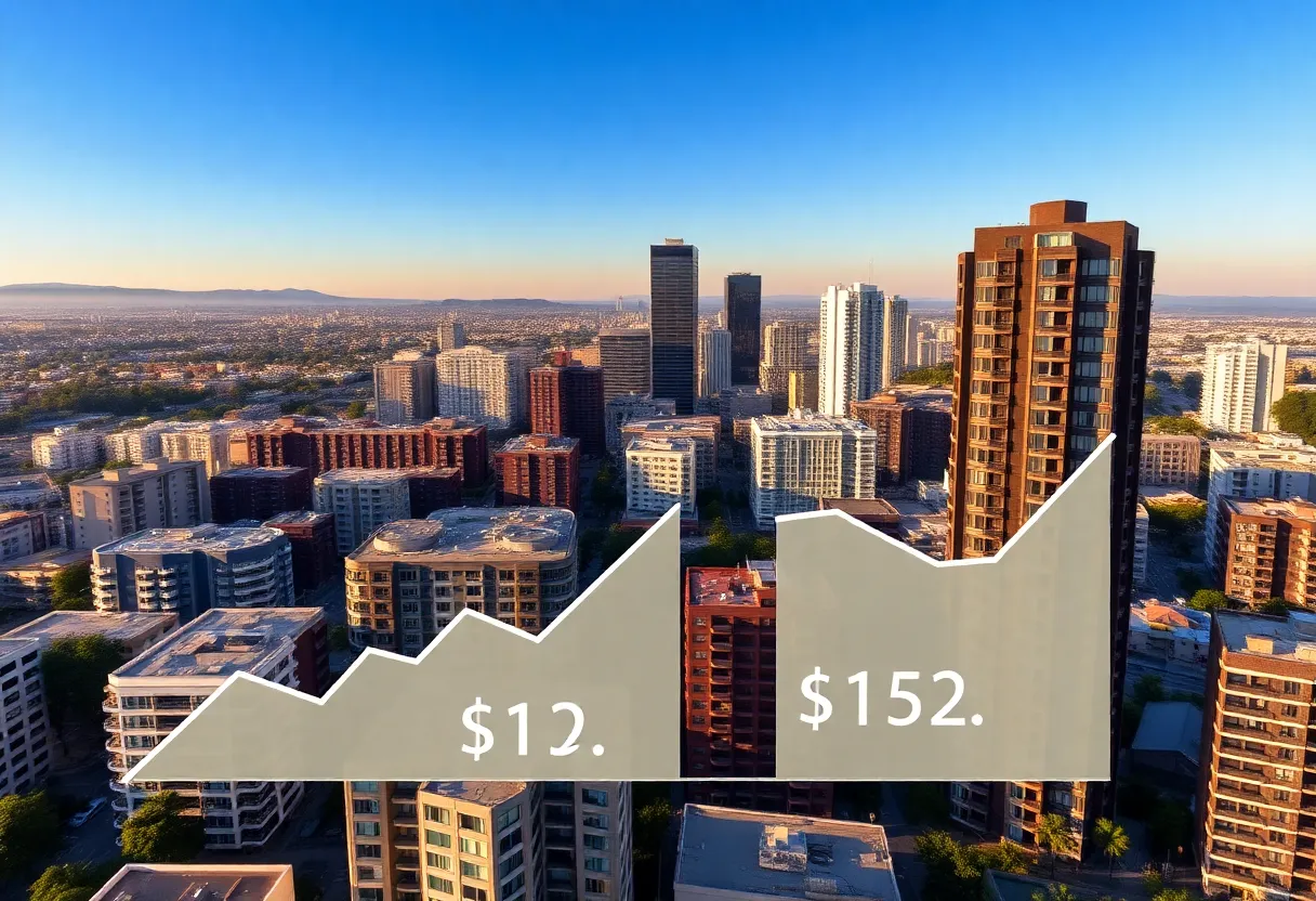 Skyline of a California city showcasing high-rise rental buildings