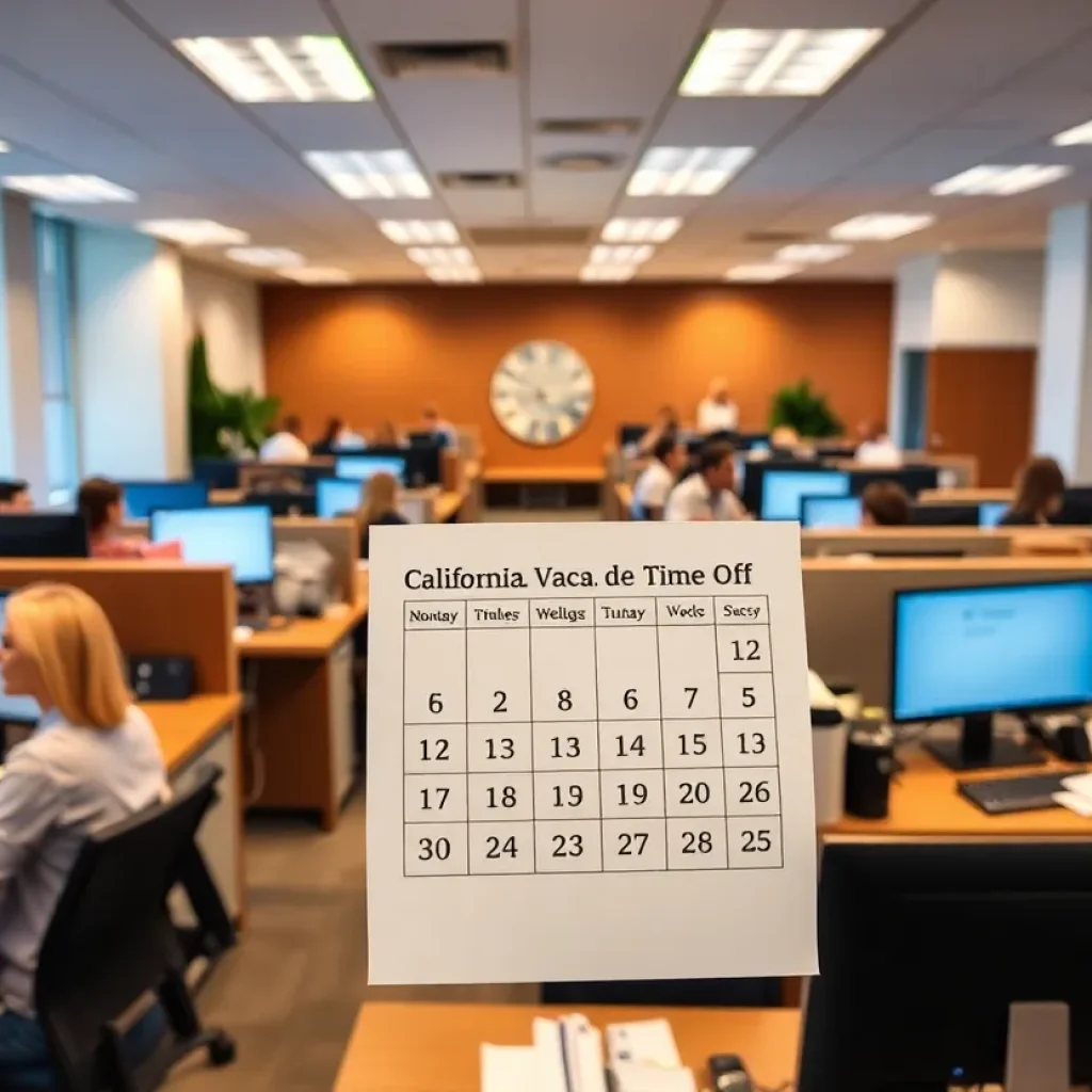 Employees working in a California state office environment