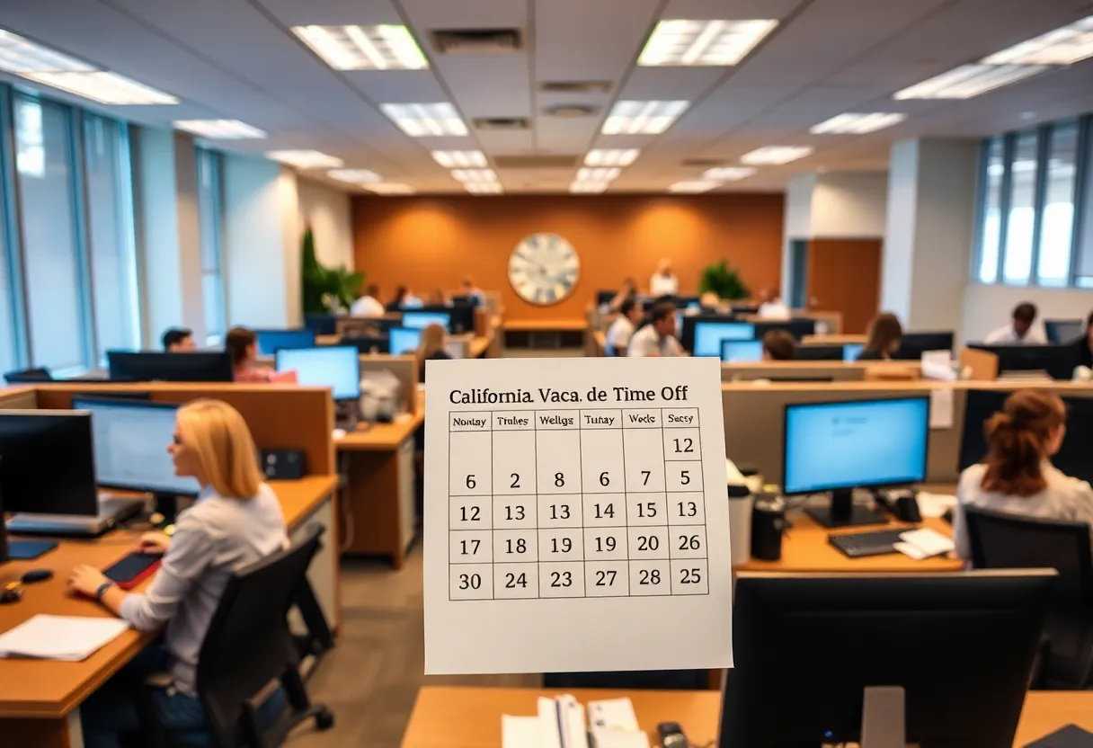 Employees working in a California state office environment