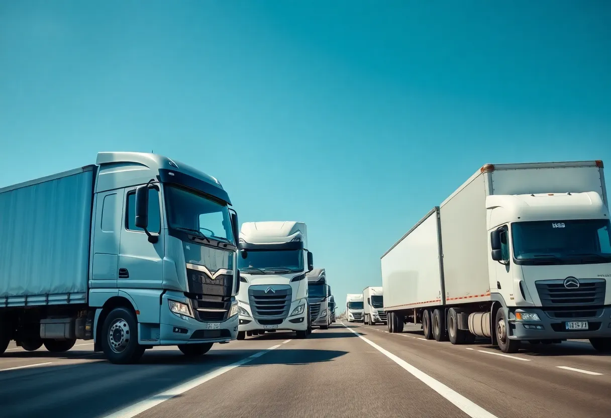 Trucks on a highway representing California truck emissions changes