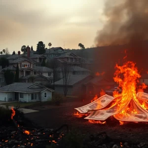 Conceptual image of homes affected by wildfires in California