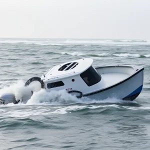 A capsized boat in the ocean near Torrey Pines State Beach.