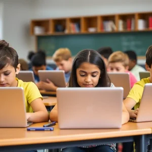 Students using Chromebooks in a classroom setting