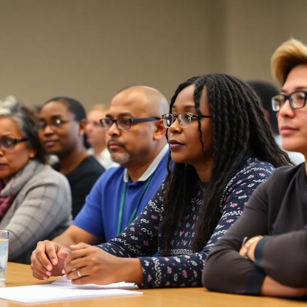 Community members discussing school renaming