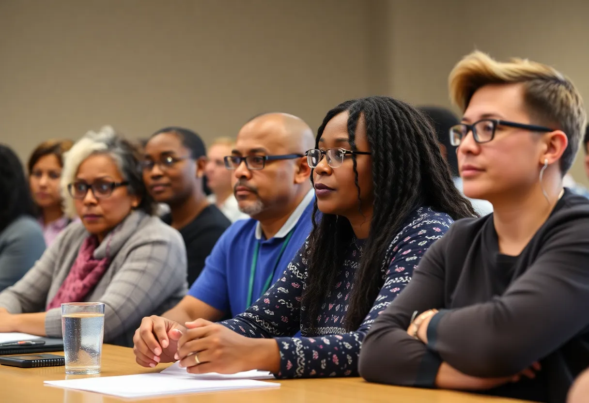 Community members discussing school renaming
