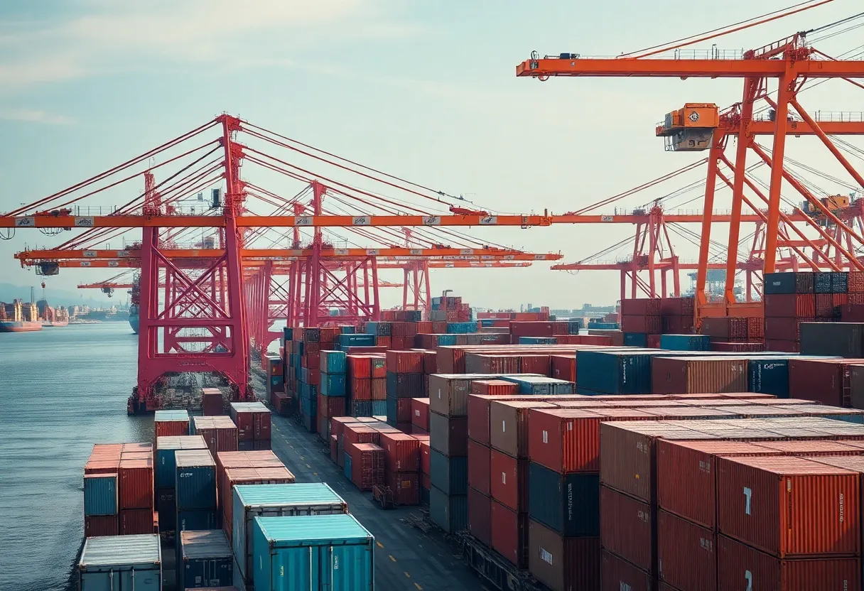 Reduced activity at the container port reflecting trade war effects