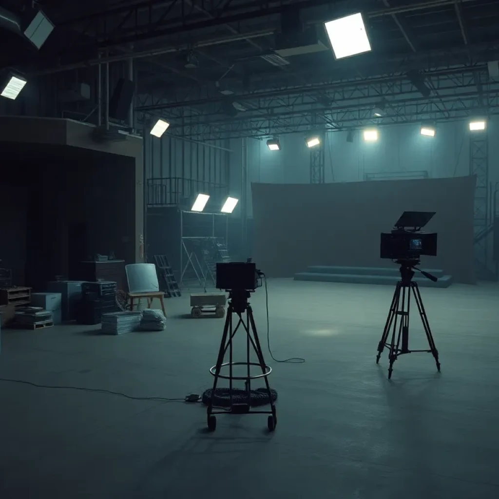 Empty Hollywood film set representing job crisis