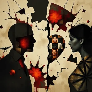 Abstract representation of domestic violence themes.