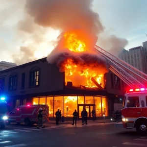 Firefighters responding to a commercial fire in East Village, San Diego