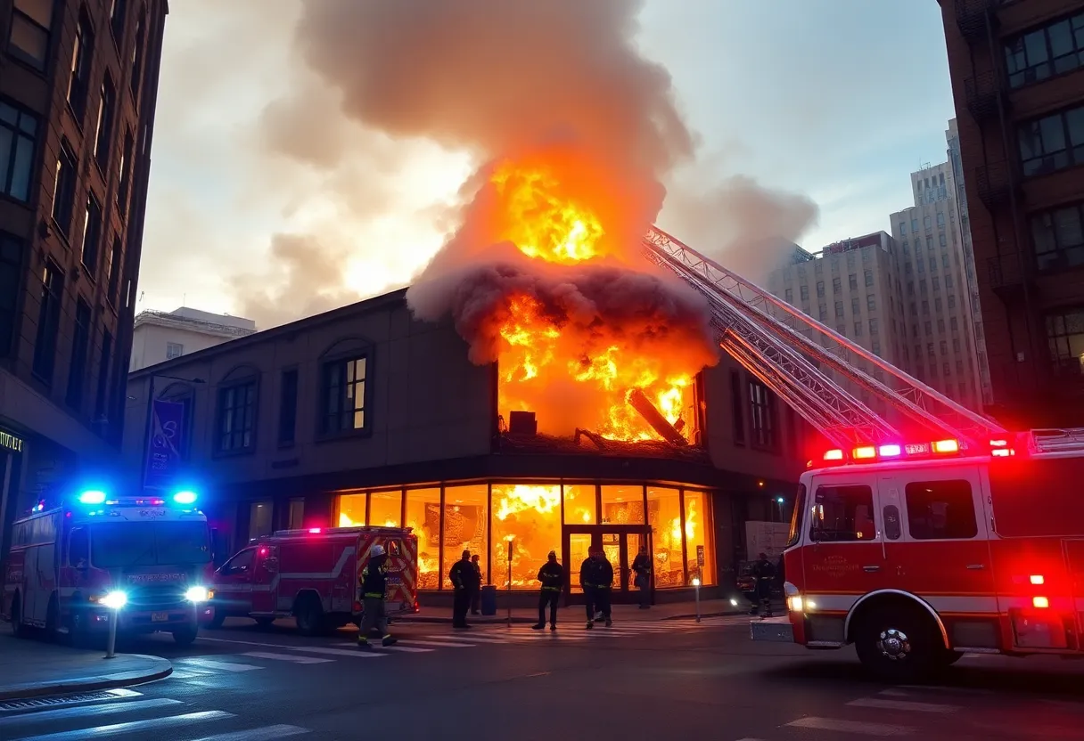 Firefighters responding to a commercial fire in East Village, San Diego