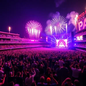 Crowd enjoying Elton John's Concert for Cures at Petco Park