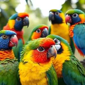 Colorful exotic birds in a natural setting
