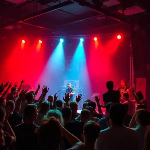 Concert scene of a punk rock band performing live