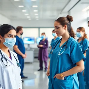 Modern healthcare staffing solution with nurses and technology