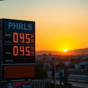 Gas station sign showing high prices in California