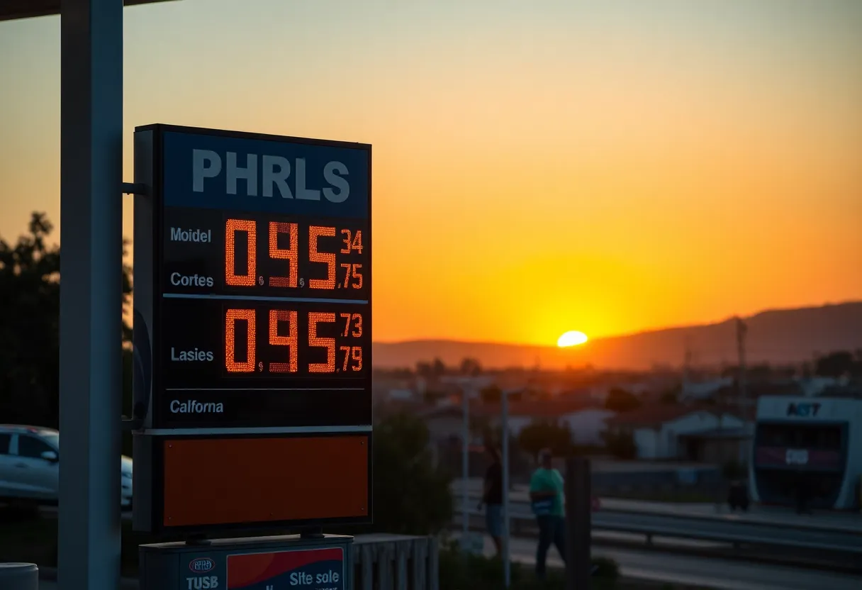 Gas station sign showing high prices in California