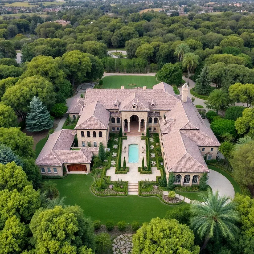Aerial view of a luxury estate in Rancho Santa Fe