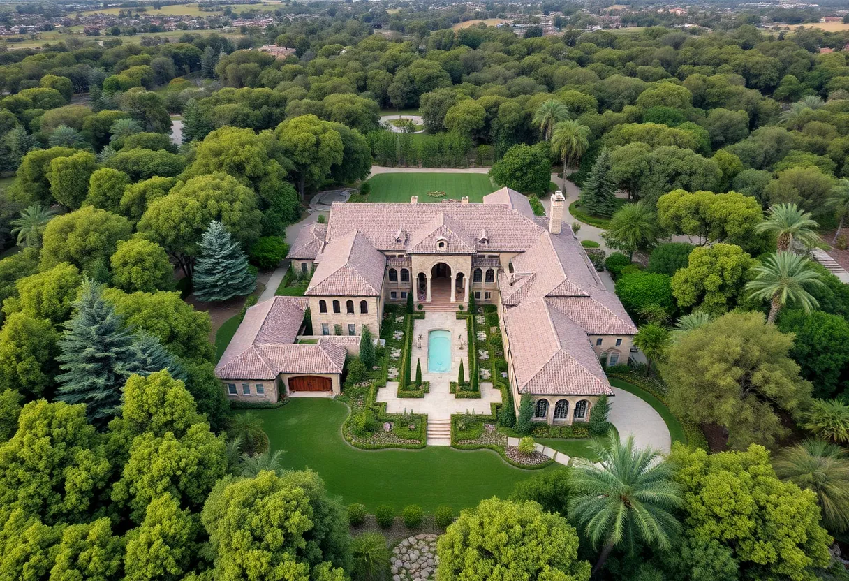 Aerial view of a luxury estate in Rancho Santa Fe