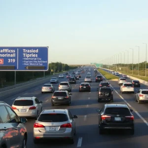 Heavy traffic on the highway during Memorial Day weekend