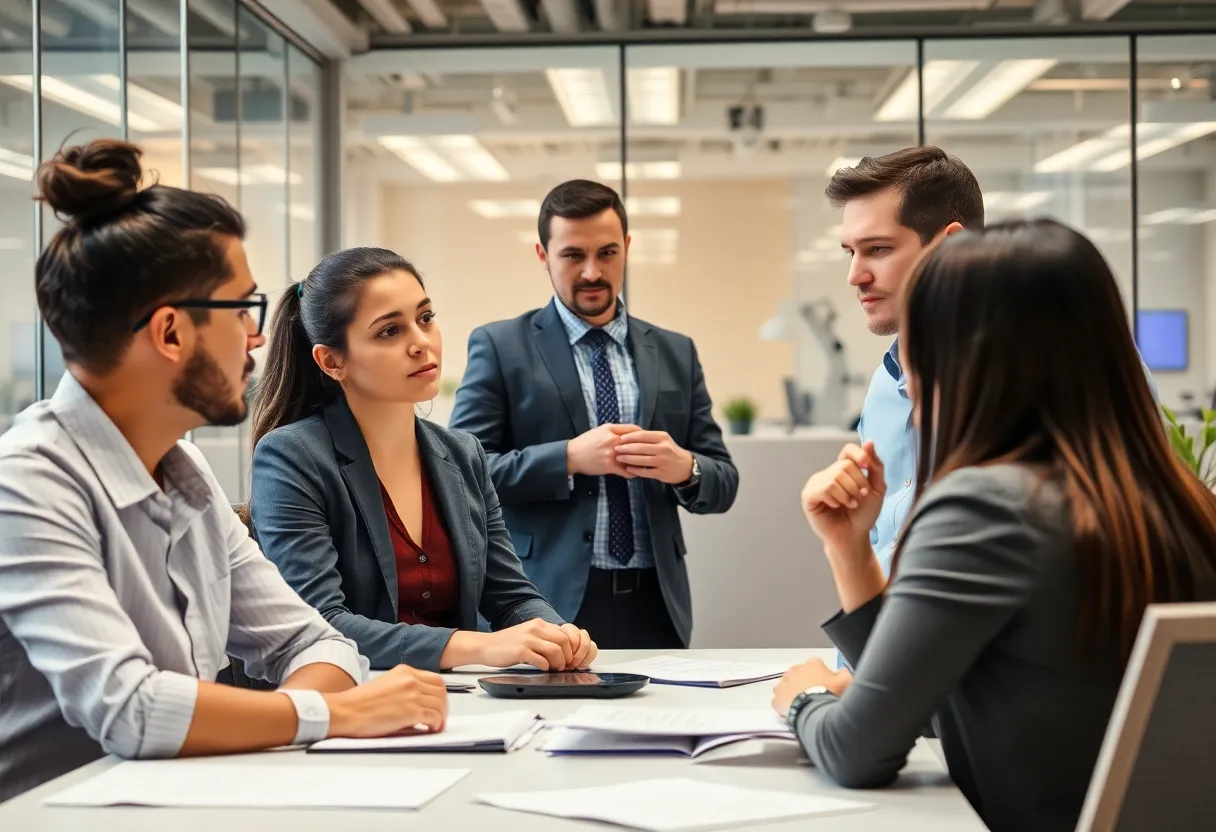 Employees discussing concerns during Microsoft layoffs
