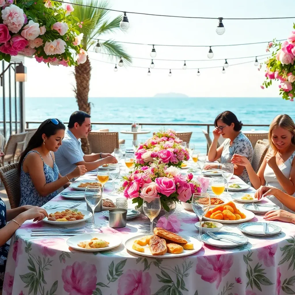Families enjoying Mother's Day brunch in San Diego