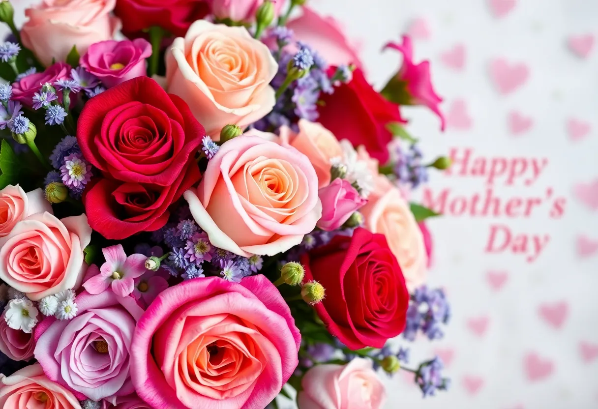 A beautiful bouquet of roses and lisianthus for Mother's Day