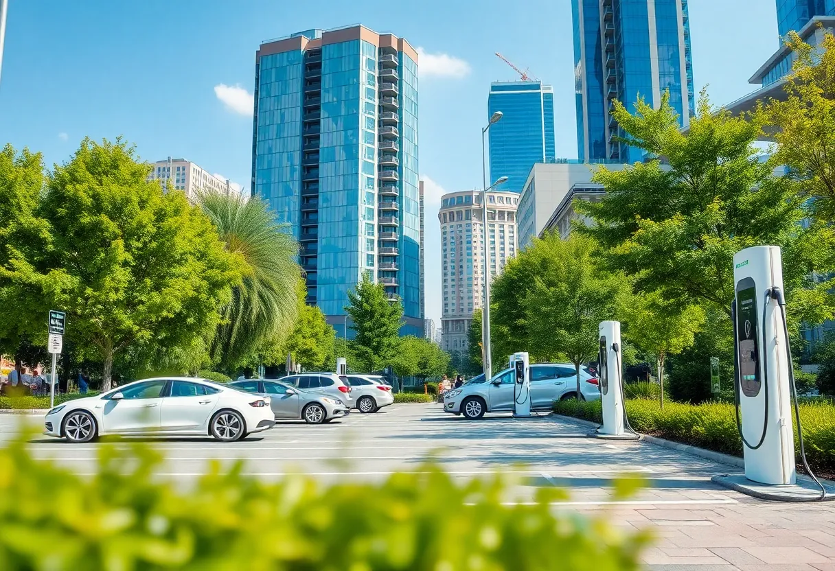 Electric vehicles in an urban setting promoting sustainability