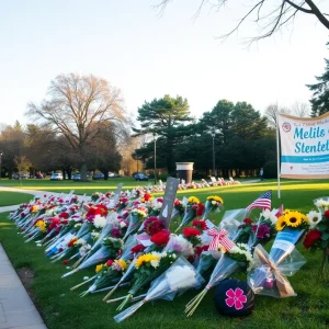 View of Officer Austin Machitar Memorial Park with memorial elements