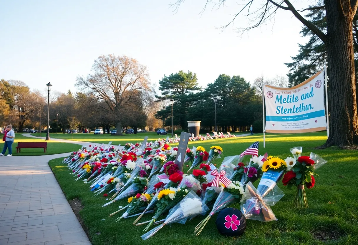 View of Officer Austin Machitar Memorial Park with memorial elements