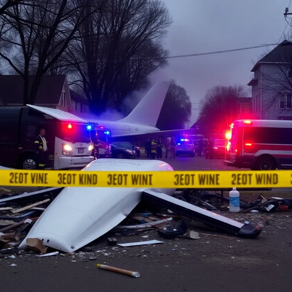 Emergency responders at the site of a plane crash in San Diego