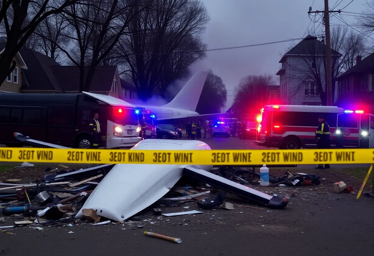 Emergency responders at the site of a plane crash in San Diego