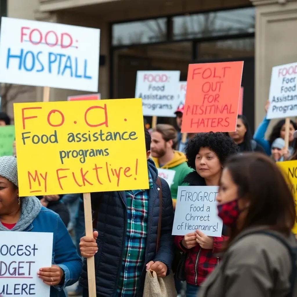 Community members rallying for food assistance in San Diego