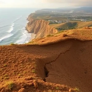 Coastal view of Rancho Palos Verdes showing geological instability