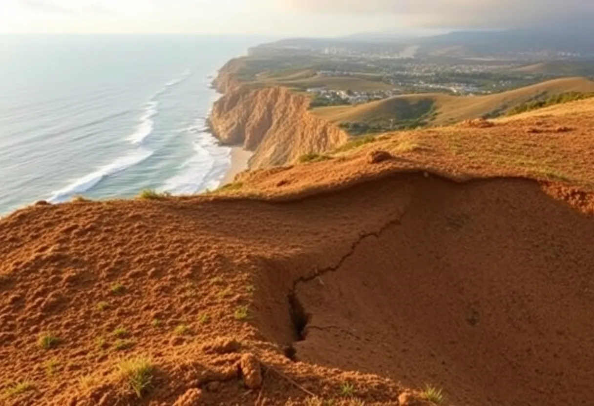 Coastal view of Rancho Palos Verdes showing geological instability