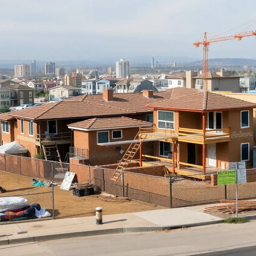 Construction site for affordable housing in San Diego