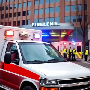 San Diego ambulance and paramedics at a hospital