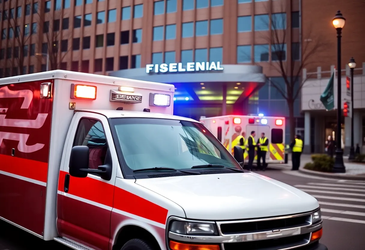 San Diego ambulance and paramedics at a hospital