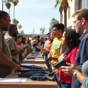 Community members participating in a gun safety event in San Diego.
