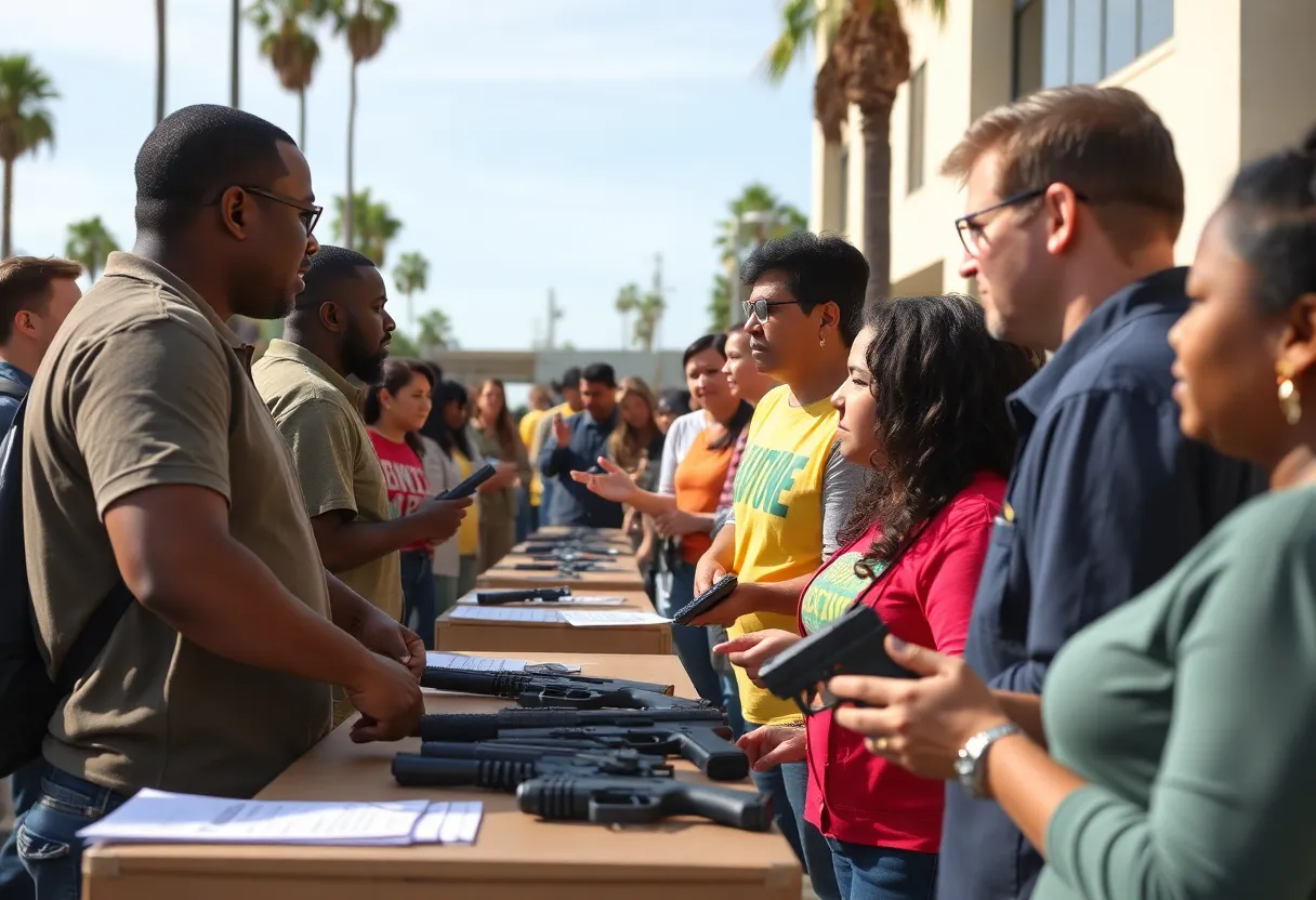 Community members participating in a gun safety event in San Diego.
