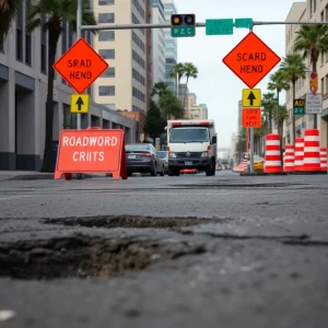 Damaged roads and potholes in San Diego