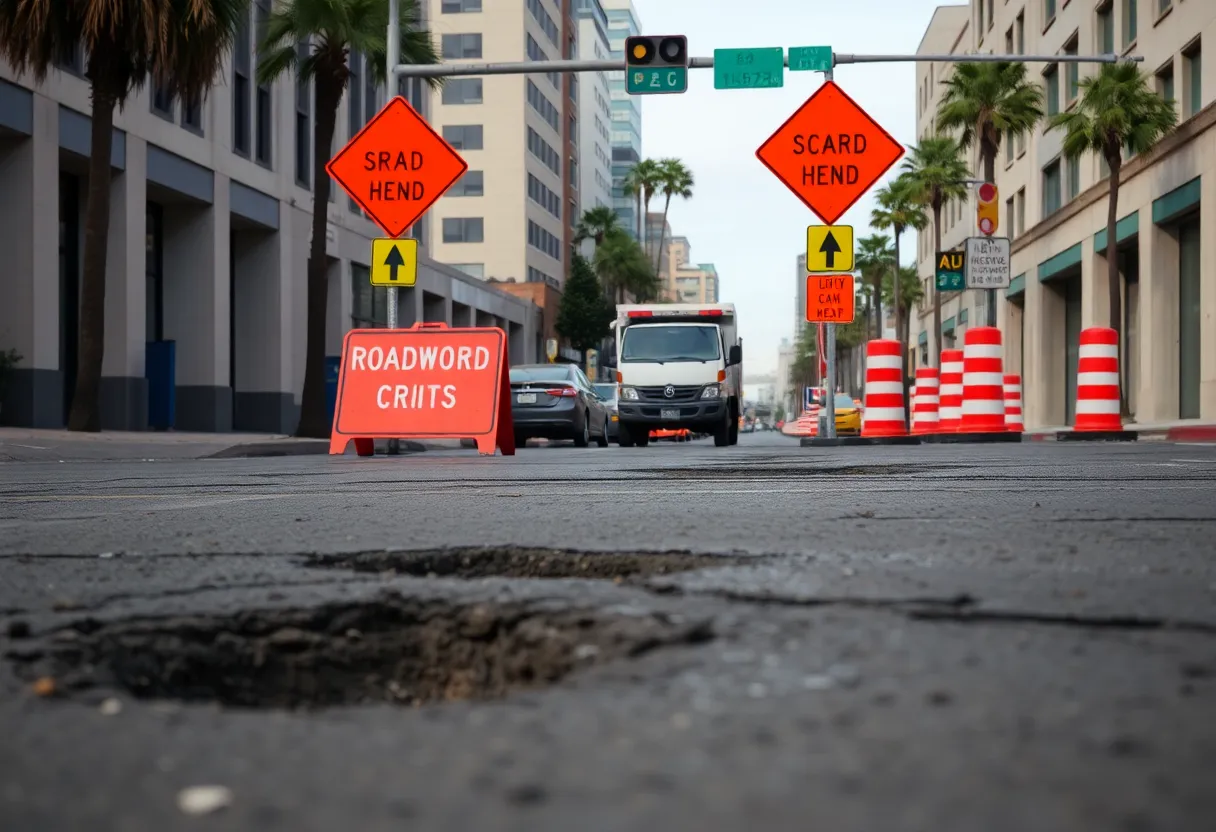 Damaged roads and potholes in San Diego