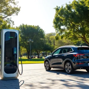 Electric vehicle charging station in San Diego park