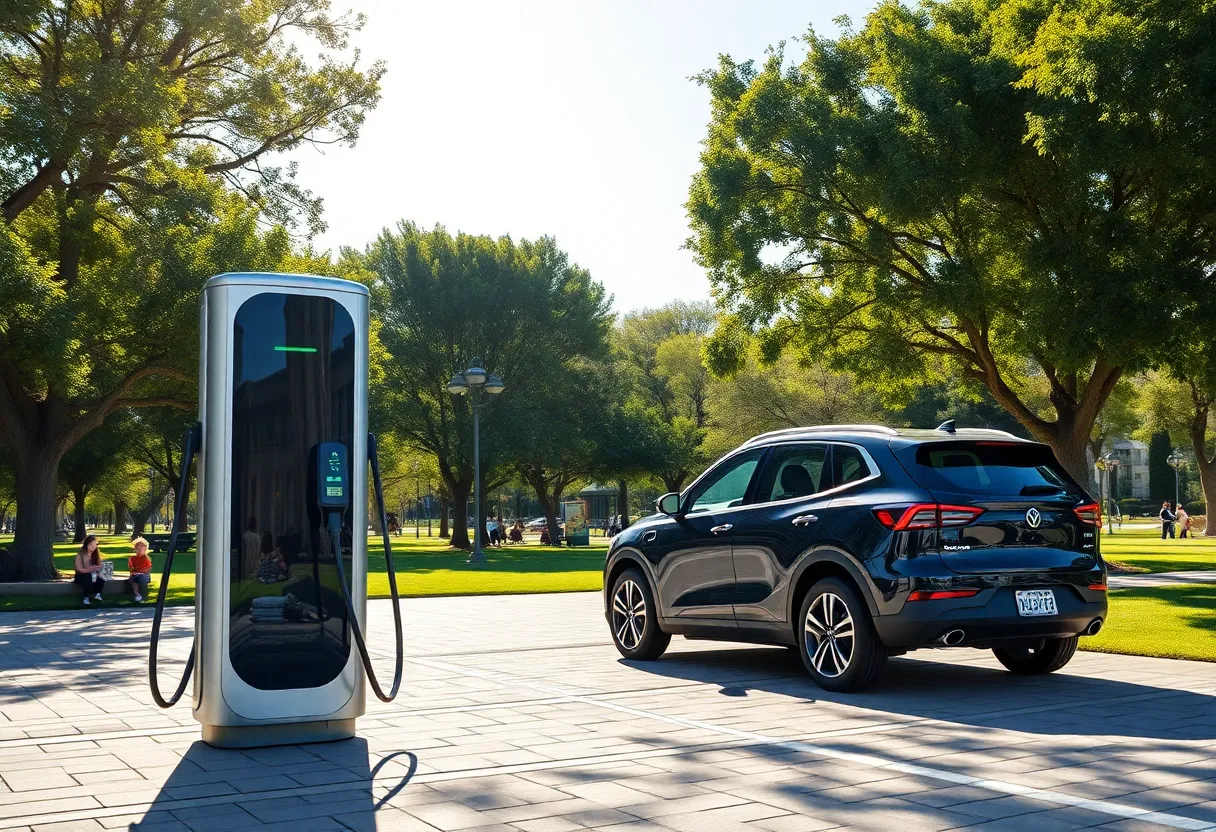 Electric vehicle charging station in San Diego park