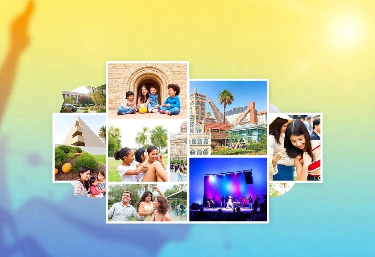 Colorful representation of San Diego family activities and cultural events.