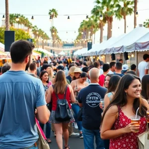 People enjoying food and music at San Diego festivals