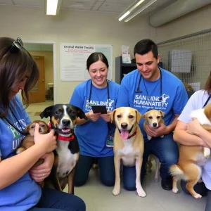 Volunteers caring for rescued animals at the San Diego Humane Society