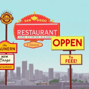 Closed restaurant signs in San Diego