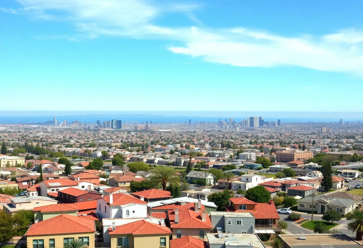 Urban landscape of San Diego focusing on housing developments