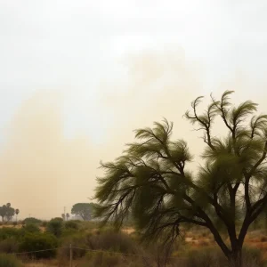 Strong winds during the Santa Ana windstorm in Southern California