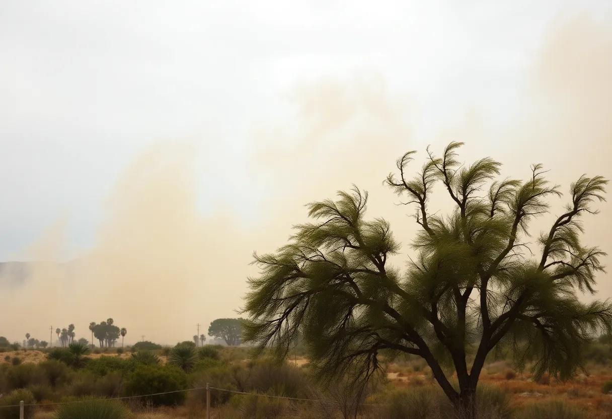 Strong winds during the Santa Ana windstorm in Southern California